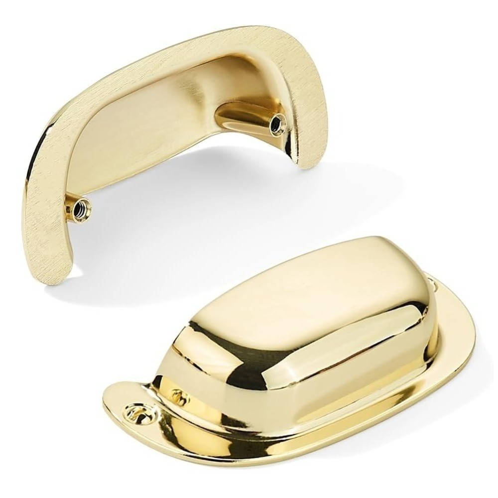 10‎ Pack 64mm Retro Polished Brass Gold Bin Cup Drawer Pulls Cabinet Handles